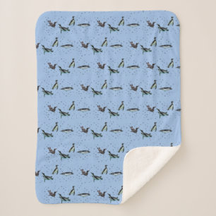 Bubbly Pinguins Sherpa Blanket (Light Blue) Sherpadecke