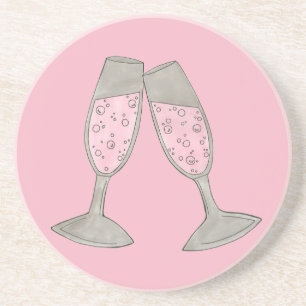 Bubbly Pink Champagne Toast Cheerration Sandstein Untersetzer