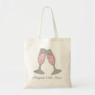 Bubbly Pink Champagne Wedding Date Brautparty Tragetasche
