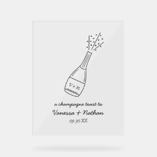 Bubbly Popping Champagner Flasche Whimsical Weddin Acrylschild
