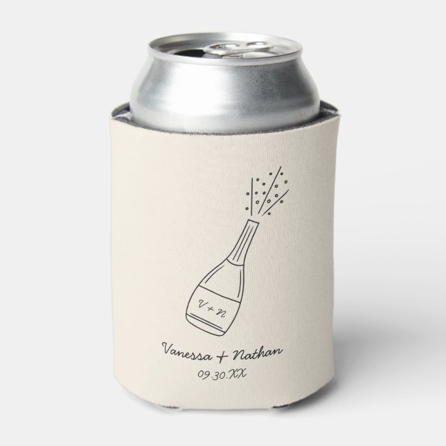 Bubbly Popping Champagner Flasche Whimsical Weddin Dosenkühler (Kanne Vorderseite)