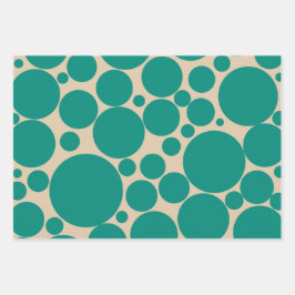 Bubbly Retro Mod Dots Pattern in Aquamarin und Bei Geschenkpapier Set