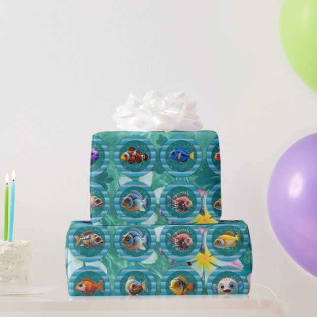 Bubbly Seas 3 Wrapping Paper Rolls Geschenkpapier (Partygeschenke)