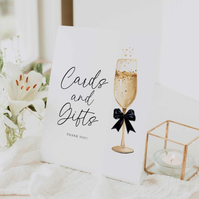 Bubbly Themed Brautparty Cards und Gift Sign Sockelschild (Champagne Party Cards and Gifts Sign)