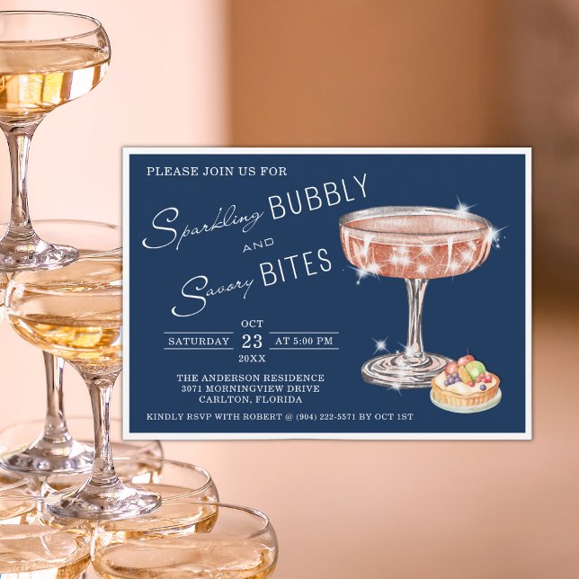 Bubbly und Savory Bites Happy Hour Einladung (Von Creator hochgeladen)