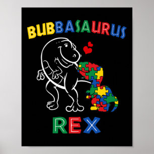 Bubbysaurus Autism Awareness Bruder Dinosaur Sibl Poster