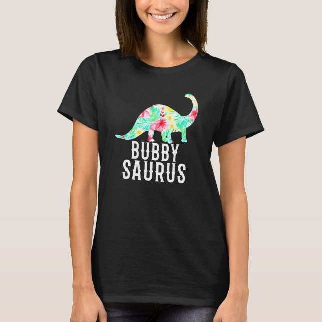 Bubbysaurus Jüdisch Jiddisch Oma Floral Dinosaurie T-Shirt (Vorderseite)