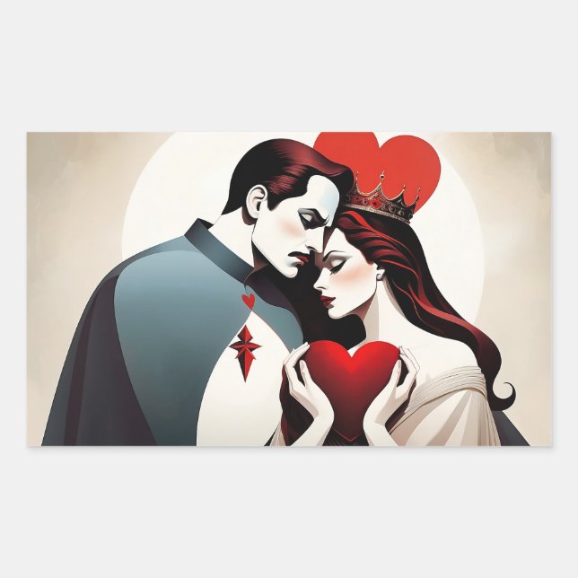 Bube und Herzkönigin Rechteckiger Aufkleber (Vorderseite)