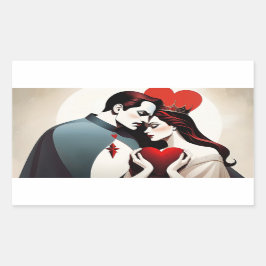 Bube und Herzkönigin Rechteckiger Aufkleber