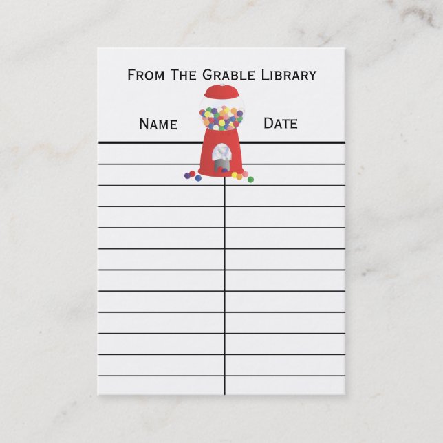 Bublegum Machine Book Return Cards Visitenkarte (Vorderseite)