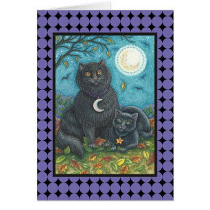 BUBO & PYEWACKET BLACK CAT GREETING CARD Blank