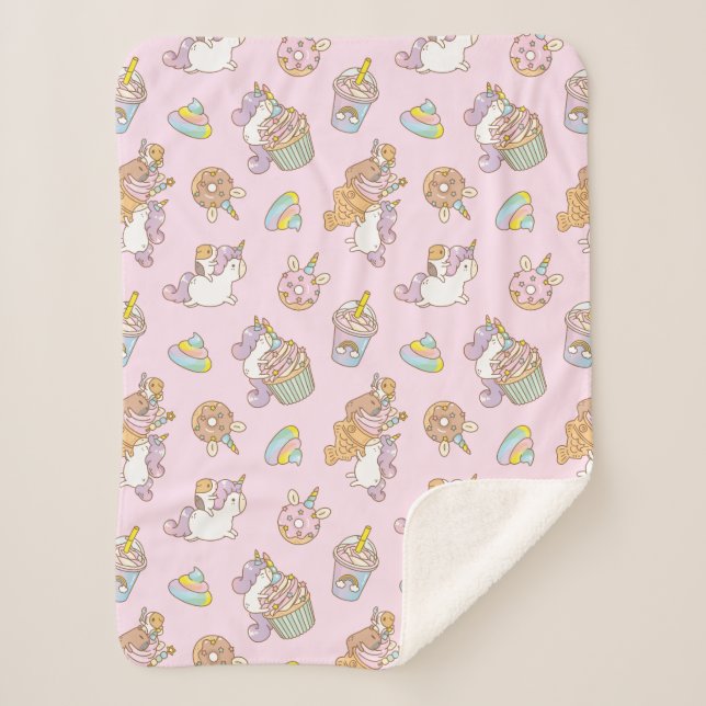 Bubu die Guinea Schwein, Unicorn Party Muster Sherpadecke (Vorderseite)