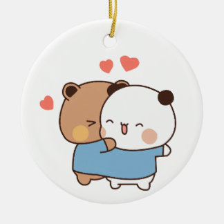 Bubu und Dudu Milk und Mocha Bears Kawaii Paar Keramik Ornament
