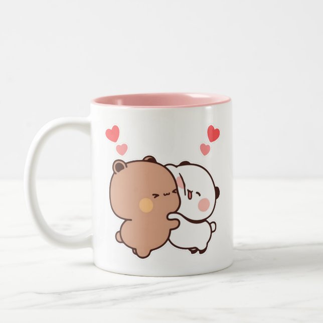 Bubu und Dudu, Panda und Brownie Bear Couple Zweifarbige Tasse (Links)