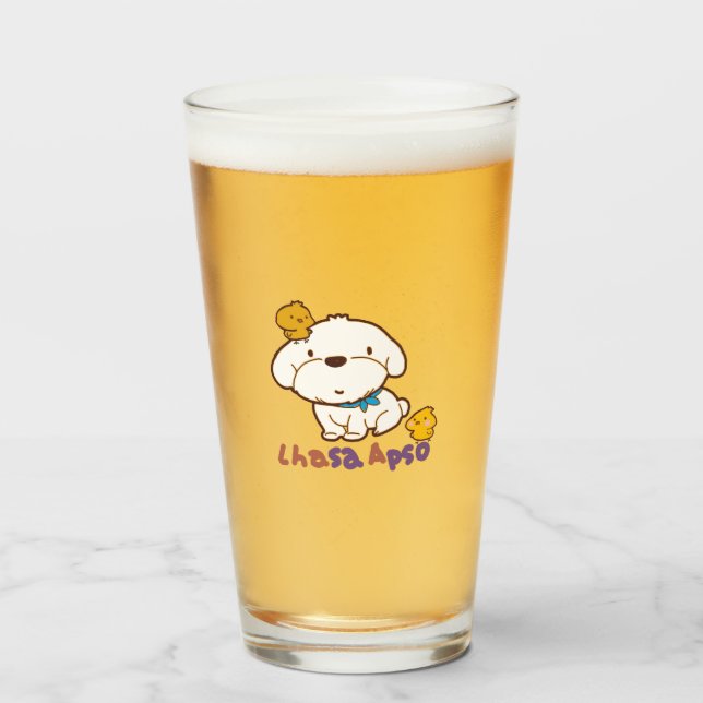 Bubu und Guagua (Lhasa apso und kleines Huhn) Glas (Vorne (Gefüllt))