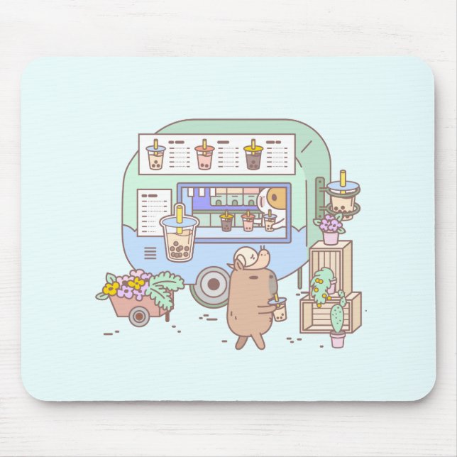 Bubu und Monch, Guinea Schweine Blase Tea Vendor Mousepad (Vorne)