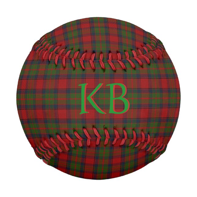 Buccleuch Offizielles Tartan mit Monogramm/Name Baseball (Vorderseite)