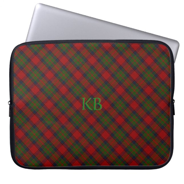 Buccleuch Offizielles Tartan mit Monogramm/Name Laptopschutzhülle (Vorderseite)