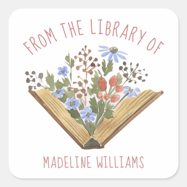 Buch aus der Bibliothek des Buchzeichens Quadratischer Aufkleber (Vorderseite)
