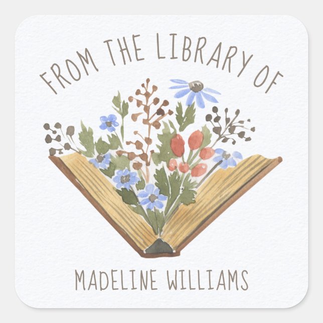 Buch aus der Bibliothek des Buchzeichens Quadratischer Aufkleber (Vorderseite)