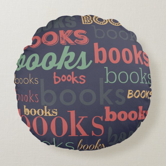 Buch-Buch-Bücher! Rundes Kissen (Vorderseite)