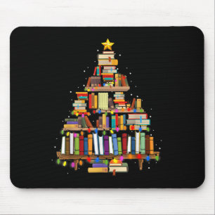 Buch Christmas Tree Lights Lehrer Librarian lesen Mousepad