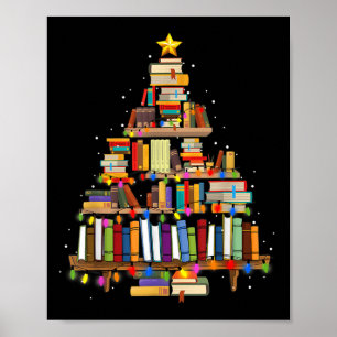Buch Christmas Tree Lights Lehrer Librarian lesen Poster