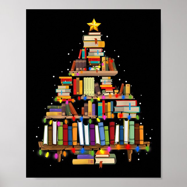 Buch Christmas Tree Lights Lehrer Librarian lesen Poster (Vorne)