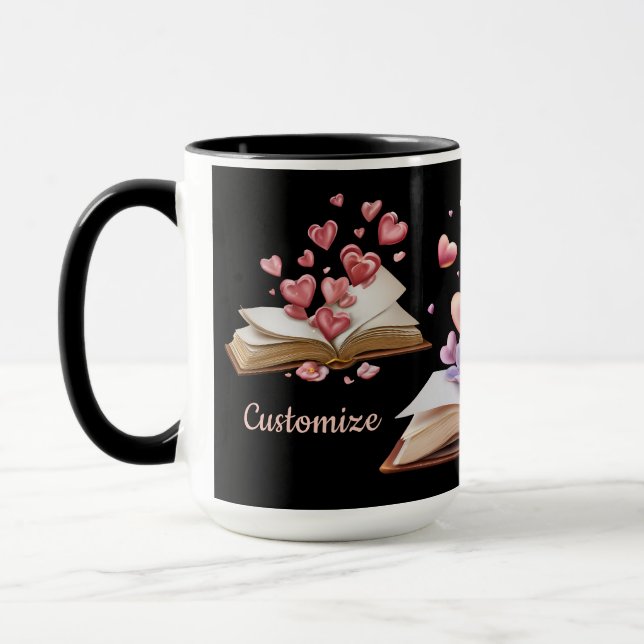 Buch der Herzen Schwarz Tasse (Links)