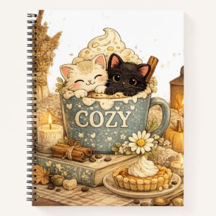 Buch, eine Tasse, Teetasse Katzen, Warme Schwingu Notizbuch