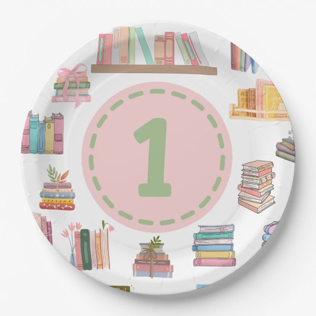 Buch Erster Geburtstag Pappteller (Vorderseite)