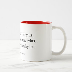 Buch fällt vom Stuhl (Aeschylus) Zweifarbige Tasse