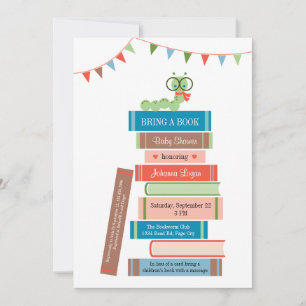 Buch für Baby Shower-Einladung mit Text auf der Rü Einladung