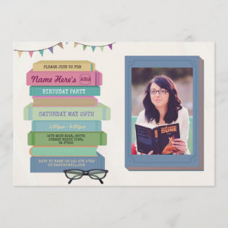 Buch-Geburtstag laden Bibliotheks-LeseFoto-Lesung Einladung