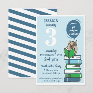 Buch Geburtstagspartei Bibliothek lesen Einladung