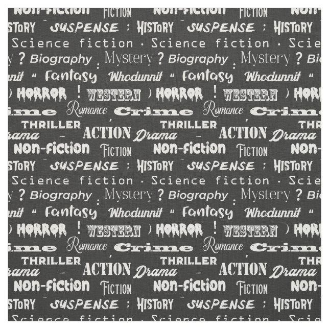 Buch Genres Schwarz und Weiß Stoff (Muster)