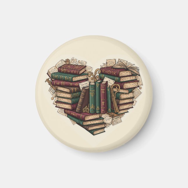 Buch Herz Magnet | Vintage Ästhetik Leser Kunst (Vorne)
