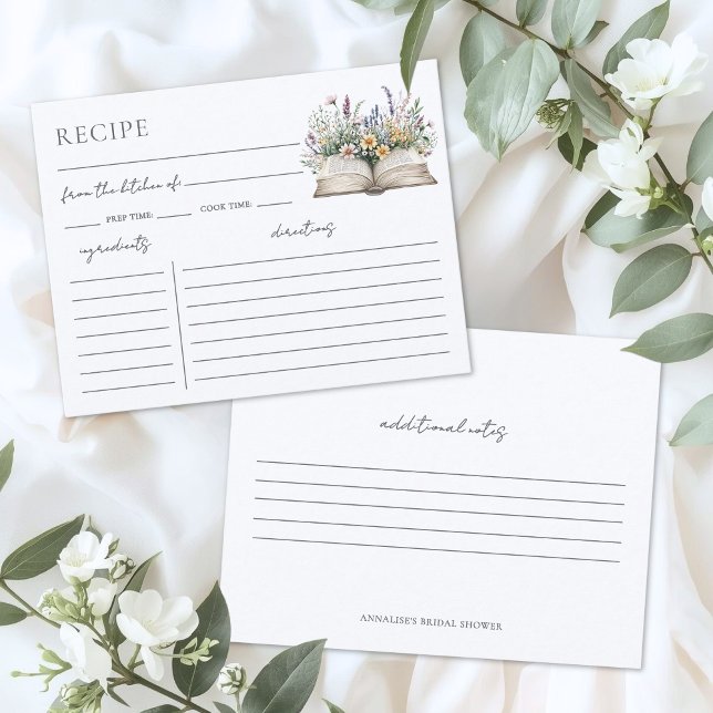 Buch Hochzeitsshower Rezeptanfragekarte Begleitkarte (Book Bridal Shower Recipe Request Card)