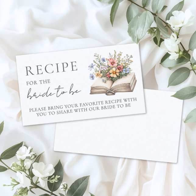Buch Junggesellinnenabschied Rezepte Begleitkarte (Book Bridal Shower Recipe Enclosure Card)
