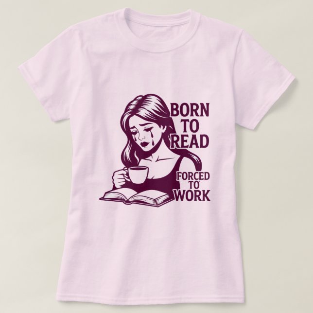 Buch & Kaffee Frau T-Shirt (Design vorne)
