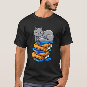 Buch Katze Bücherwurm Roman Bücherwurm Lesebuch T-Shirt