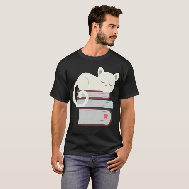 Buch-Katze T-Shirt (Vorne ganz)