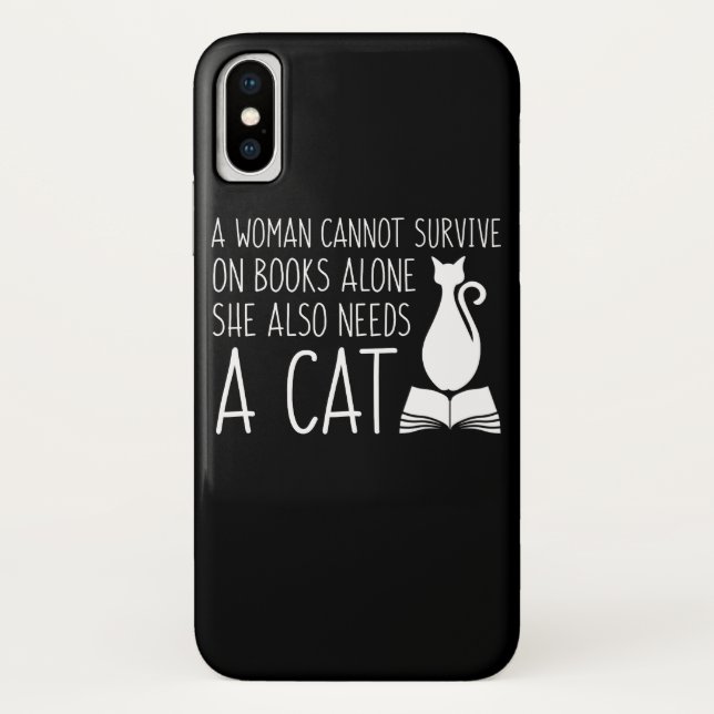 Buch-Katzen-Frau überleben Buch-Bedarfs-Katze Case-Mate iPhone Hülle (Rückseite)