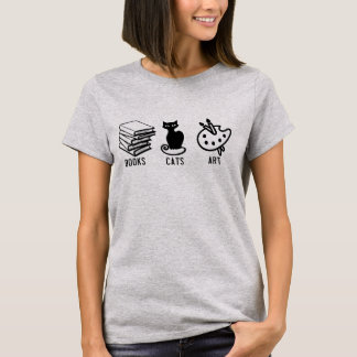 Buch-Katzen-Kunst-T-Shirt T-Shirt