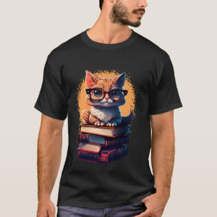 Buch Katzenfan Bücherwurm Katzen und Bücher 1 T-Shirt