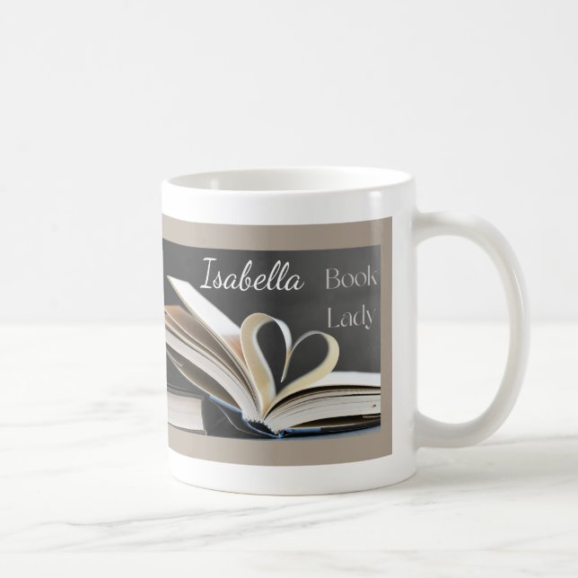 Buch Lady, Personalisiertes Lesegeschenk für Sie Kaffeetasse (Rechts)