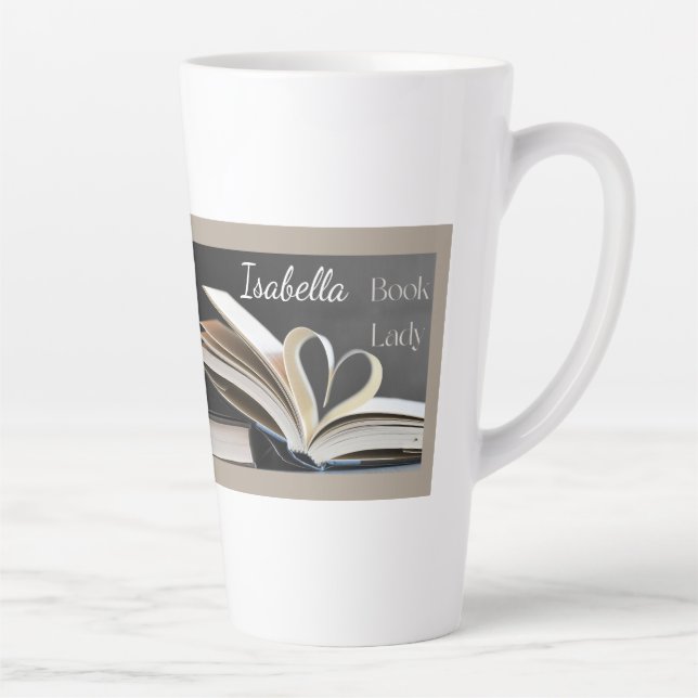 Buch Lady, Personalisiertes Lesegeschenk für Sie Milchtasse (Rechts)