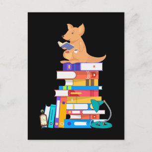 Buch Lesen Kangaroo Tee Kaffee Kawaii Bookworm Postkarte