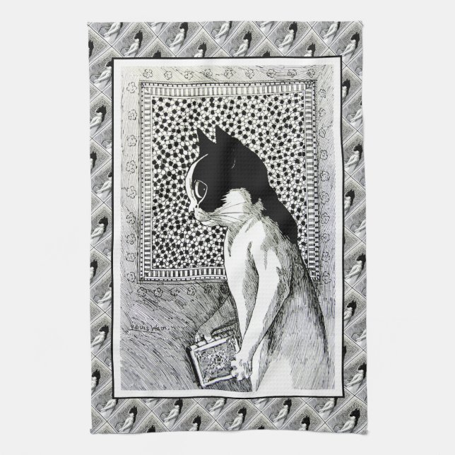 Buch-liebevolles Katzen-Kunst-Tee-Tuch Handtuch (Vertikal)