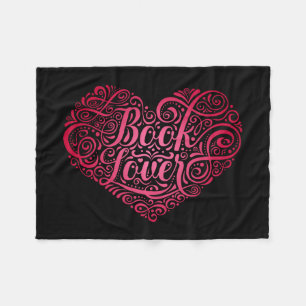 Buch Lover Calligraphy Herz für Leser, Schriftstel Fleecedecke